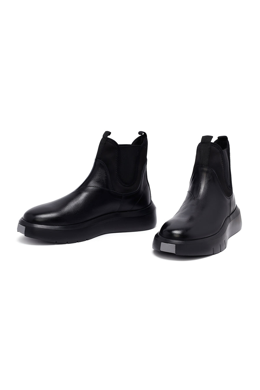 Men's Black Thick Sole Leather Chelsea Boots