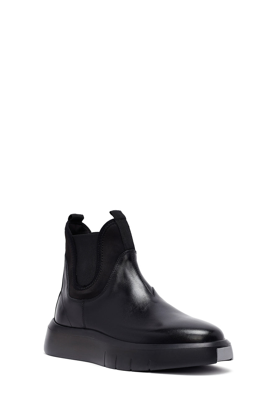 Men's Black Thick Sole Leather Chelsea Boots