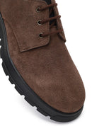 Men's Brown Lace-Up Thick-Soled Suede Leather Casual Shoes | Derimod