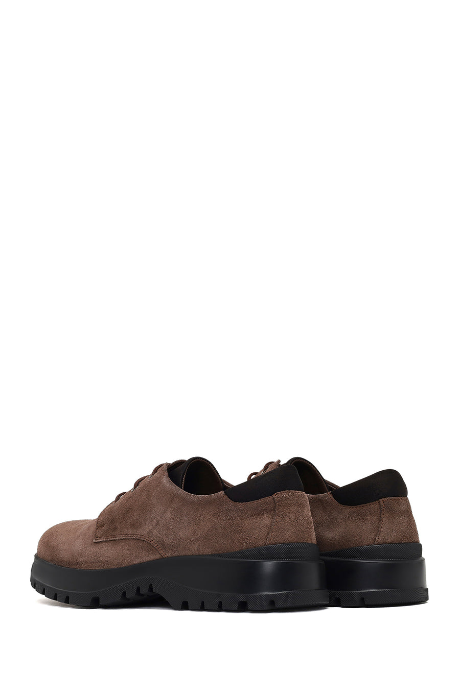 Men's Brown Lace-Up Thick-Soled Suede Leather Casual Shoes