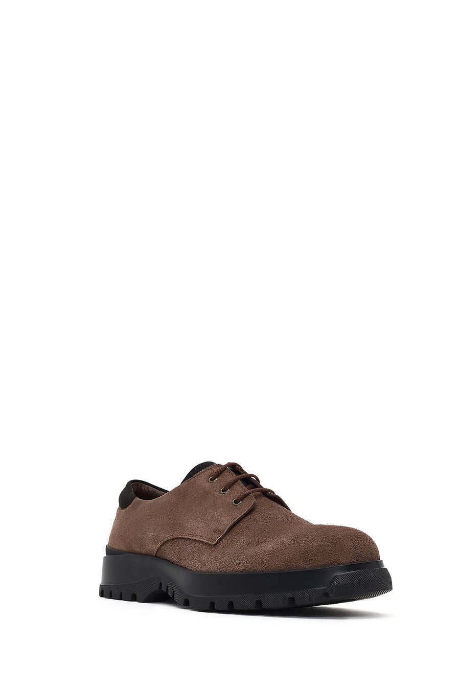 Men's Brown Lace-Up Thick-Soled Suede Leather Casual Shoes
