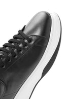 Men's Black Lace-Up Thick Sole Leather Sneakers | Derimod