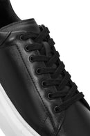 Men's Black Lace-Up Thick Sole Leather Sneakers | Derimod
