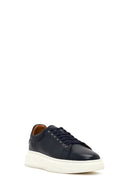 Men's Navy Blue Lace-Up Thick Sole Leather Sneaker | Derimod