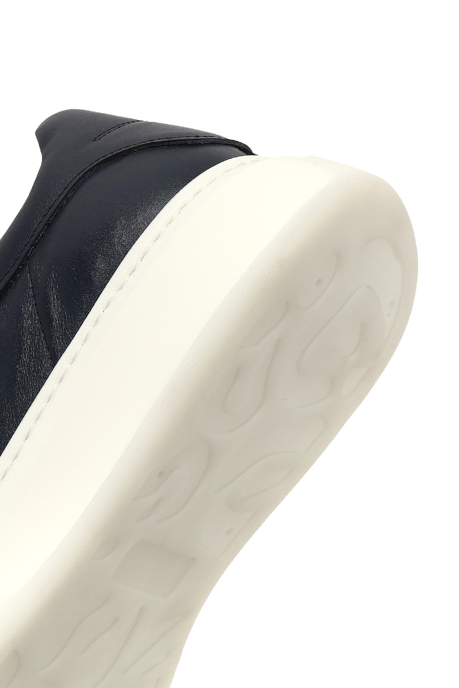 Men's Navy Blue Lace-Up Thick Sole Leather Sneaker