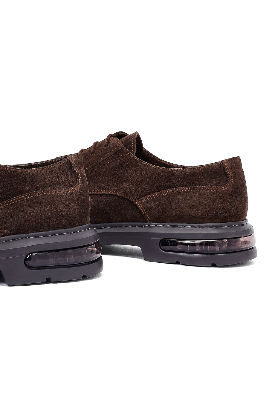 Men's Brown Lace-Up Thick-Soled Suede Leather Casual Shoes