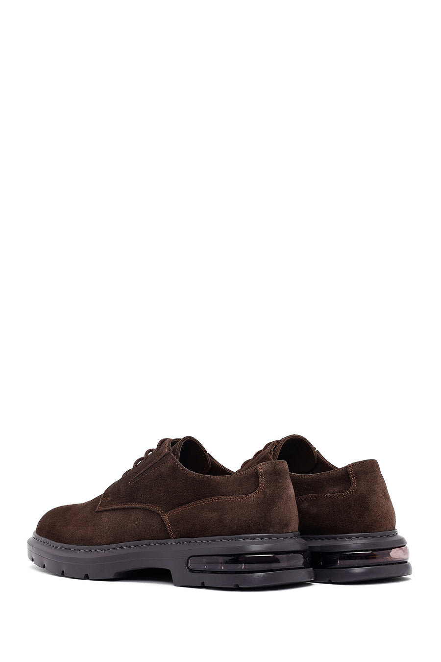 Men's Brown Lace-Up Thick-Soled Suede Leather Casual Shoes