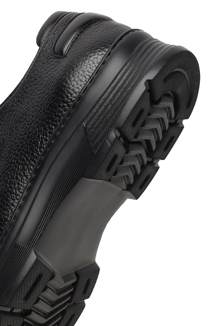 Men's Black Lace-Up Thick-Soled Leather Casual Shoe