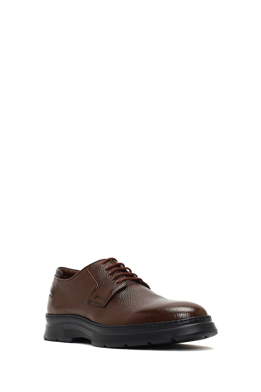 Men's Brown Lace-Up Thick-Soled Leather Casual Shoes