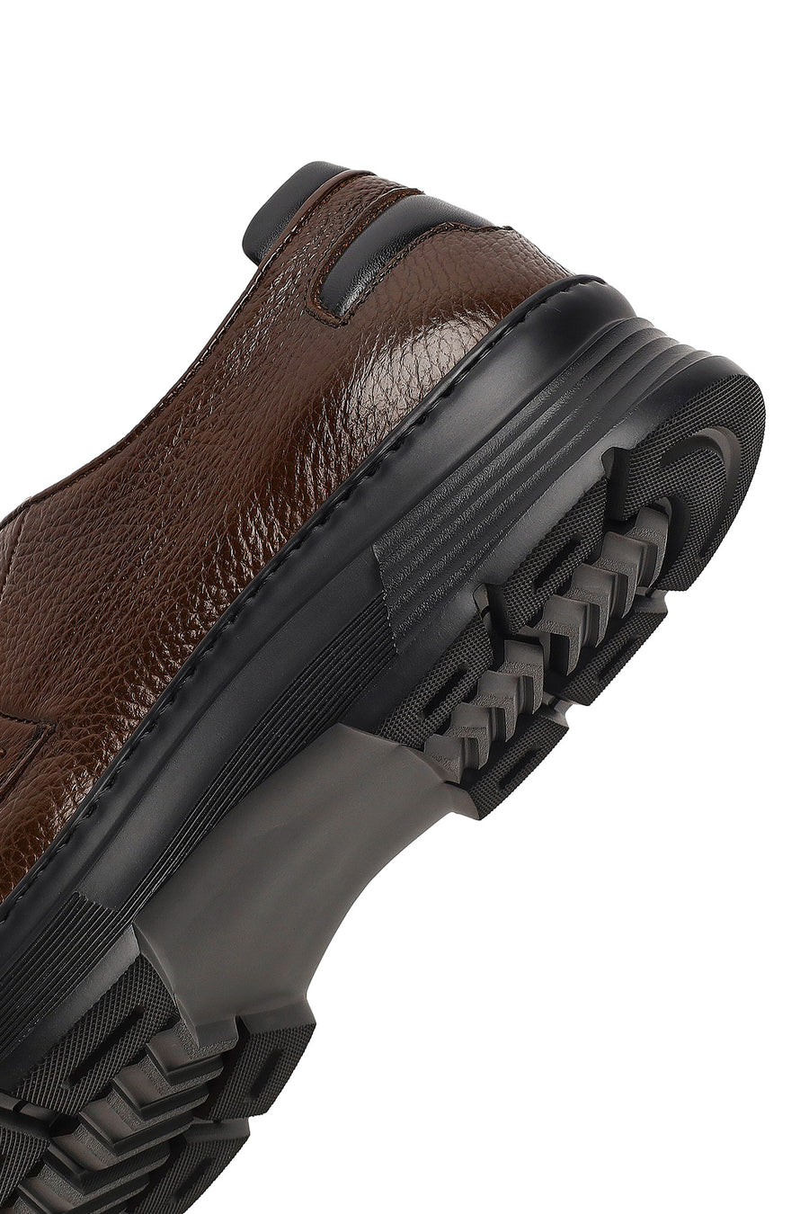 Men's Brown Lace-Up Thick-Soled Leather Casual Shoes