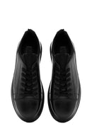 Men's Black Lace-Up Thick Sole Leather Sneakers | Derimod