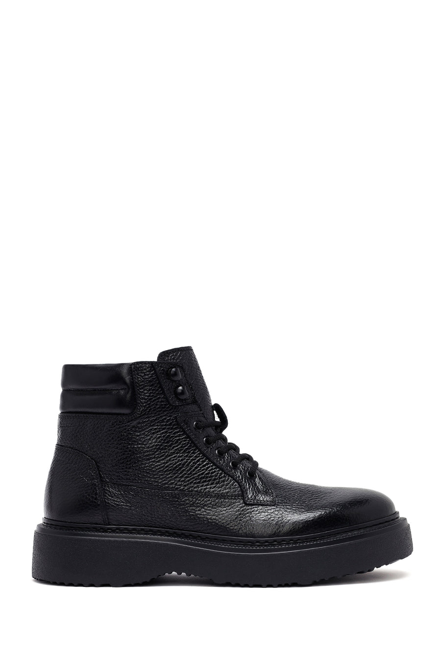 Men's Black Lace-Up Thick-Soled Leather Boat 25WFD6334FT | Derimod