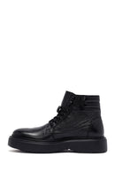 Men's Black Lace-Up Thick-Soled Leather Boat | Derimod