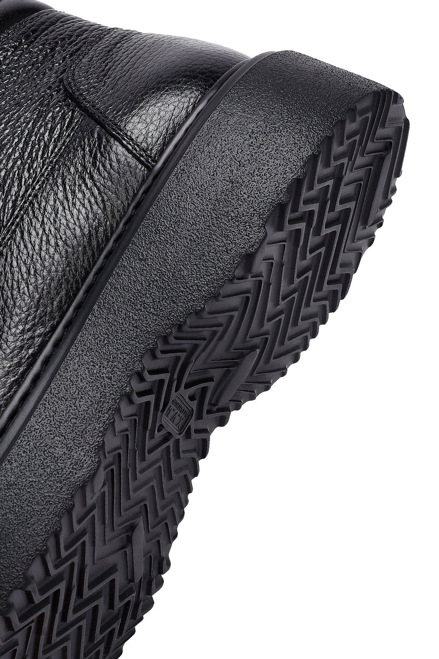 Men's Black Lace-Up Thick-Soled Leather Boat