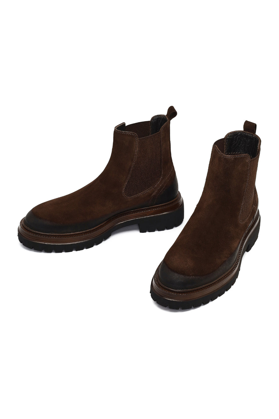 Men's Brown Thick-Soled Suede Leather Chelsea Boot