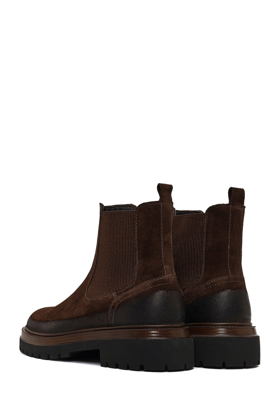 Men's Brown Thick-Soled Suede Leather Chelsea Boot