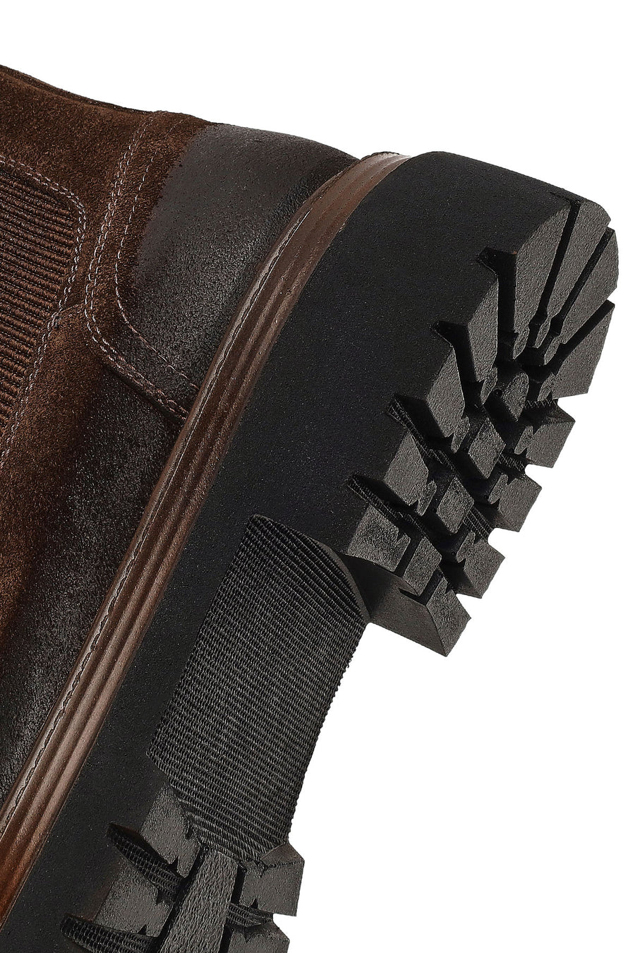 Men's Brown Thick-Soled Suede Leather Chelsea Boot