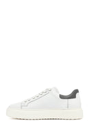 Men's White Lace-Up Thick-Soled Leather Sneakers | Derimod