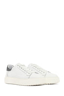 Men's White Lace-Up Thick-Soled Leather Sneakers | Derimod