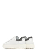 Men's White Lace-Up Thick-Soled Leather Sneakers | Derimod