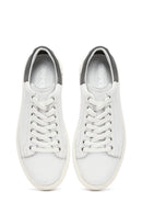 Men's White Lace-Up Thick-Soled Leather Sneakers | Derimod