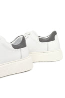 Men's White Lace-Up Thick-Soled Leather Sneakers | Derimod