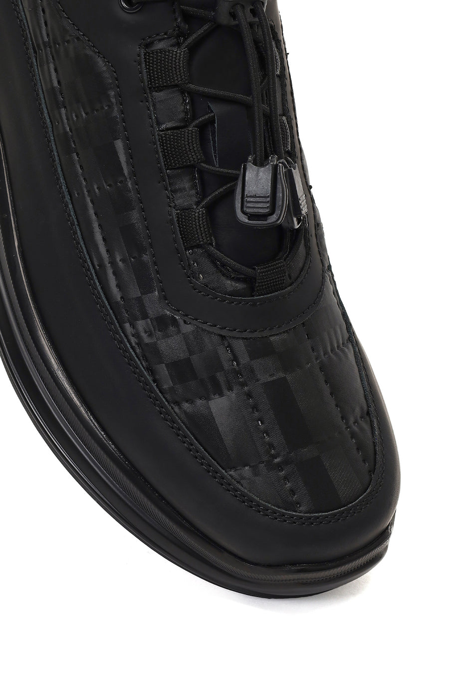 Erkek Siyah Kalın Tabanlı Deri Sneaker