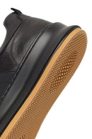 Erkek Siyah Bağcıklı Kalın Tabanlı Deri Sneaker | Derimod