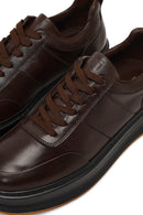 Erkek Kahverengi Bağcıklı Kalın Tabanlı Deri Sneaker | Derimod