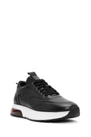 Men's Black Lace-Up Thick Sole Leather Sneakers | Derimod