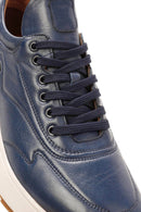 Men's Navy Blue Lace-Up Thick-Soled Leather Sneakers | Derimod