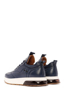 Men's Navy Blue Lace-Up Thick-Soled Leather Sneakers | Derimod