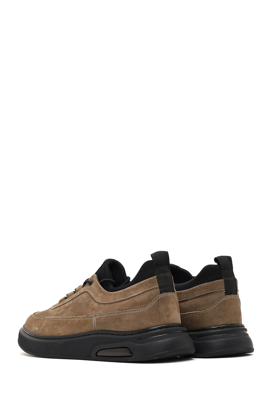 Men's Taupe Lace-up Nubuck Leather Casual Shoes