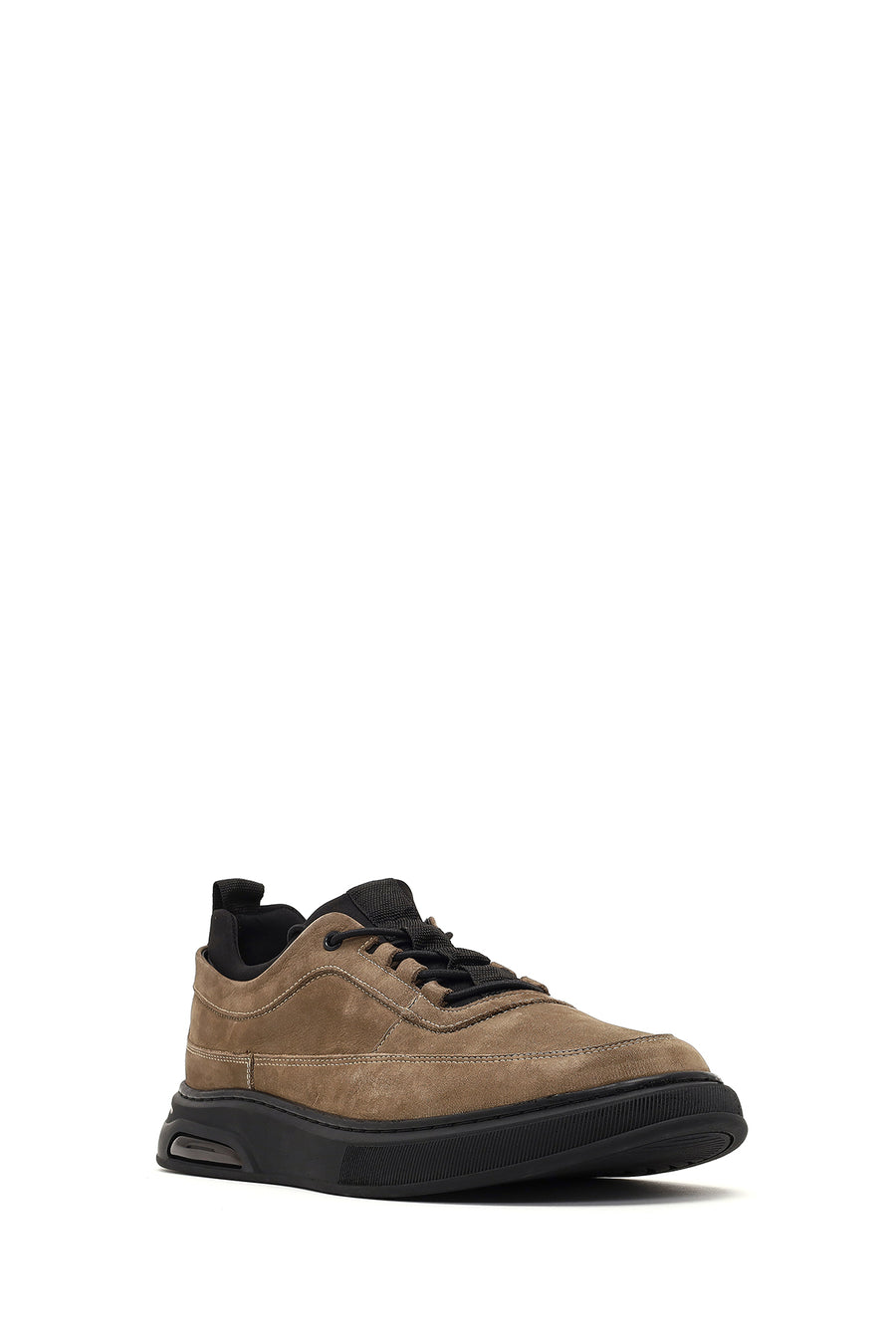 Men's Taupe Lace-up Nubuck Leather Casual Shoes