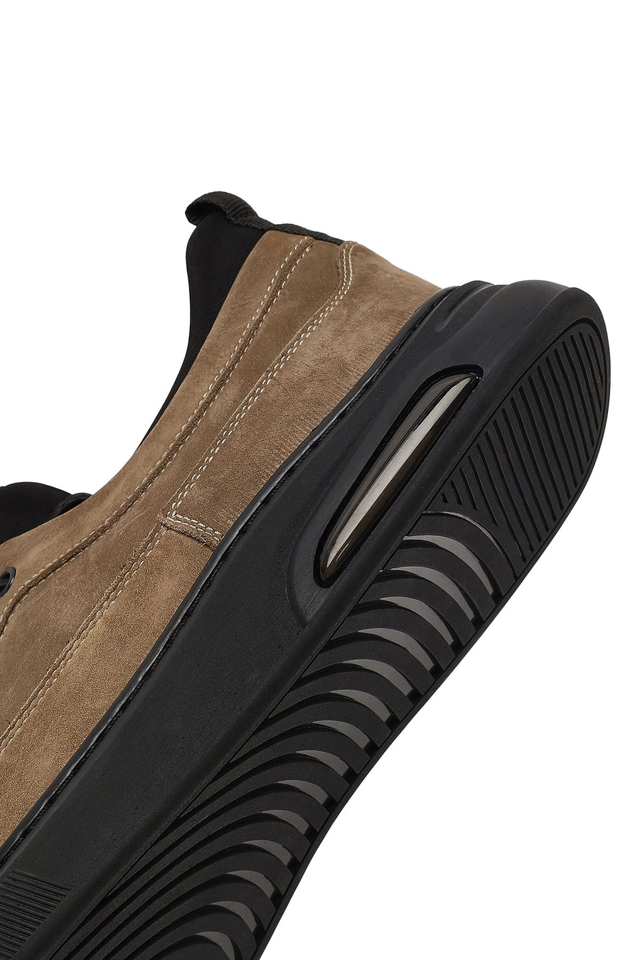 Men's Taupe Lace-up Nubuck Leather Casual Shoes