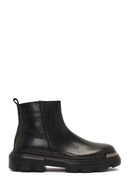 Men's Black Zippered Thick-Soled Leather Casual Boot | Derimod