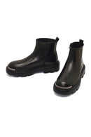 Men's Black Zippered Thick-Soled Leather Casual Boot | Derimod