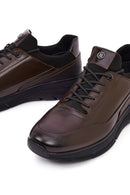 Erkek Kahverengi Bağcıklı Deri Casual Sneaker | Derimod