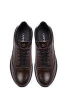 Erkek Kahverengi Bağcıklı Deri Casual Sneaker | Derimod