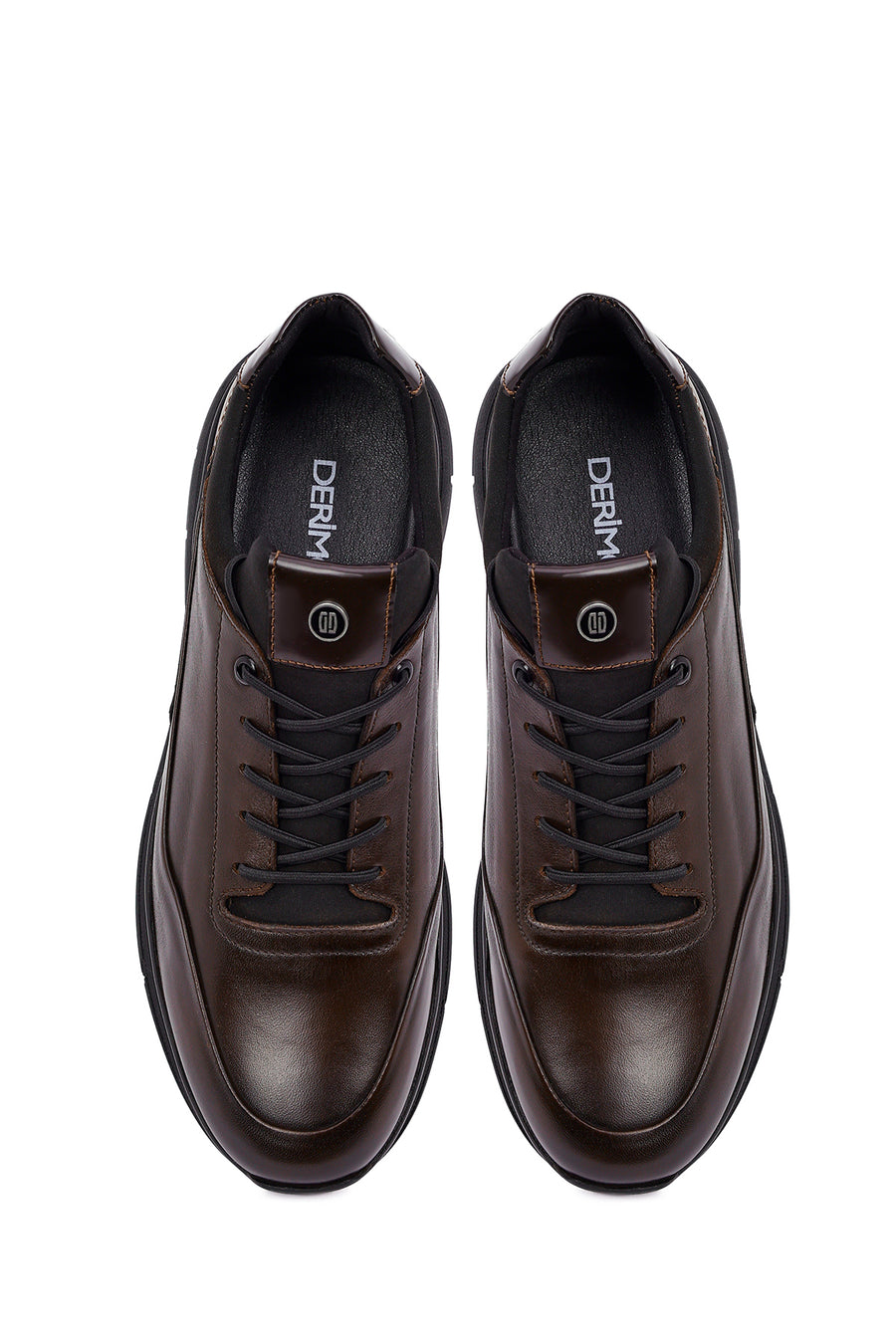 Erkek Kahverengi Bağcıklı Deri Casual Sneaker