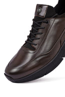 Erkek Kahverengi Bağcıklı Deri Casual Sneaker | Derimod