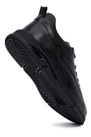 Men's Black Lace-Up Leather Casual Sneakers | Derimod
