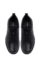Men's Black Lace-Up Leather Casual Sneakers | Derimod