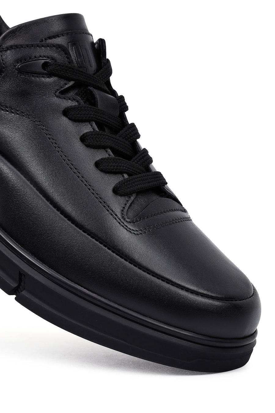 Men's Black Lace-Up Leather Casual Sneakers