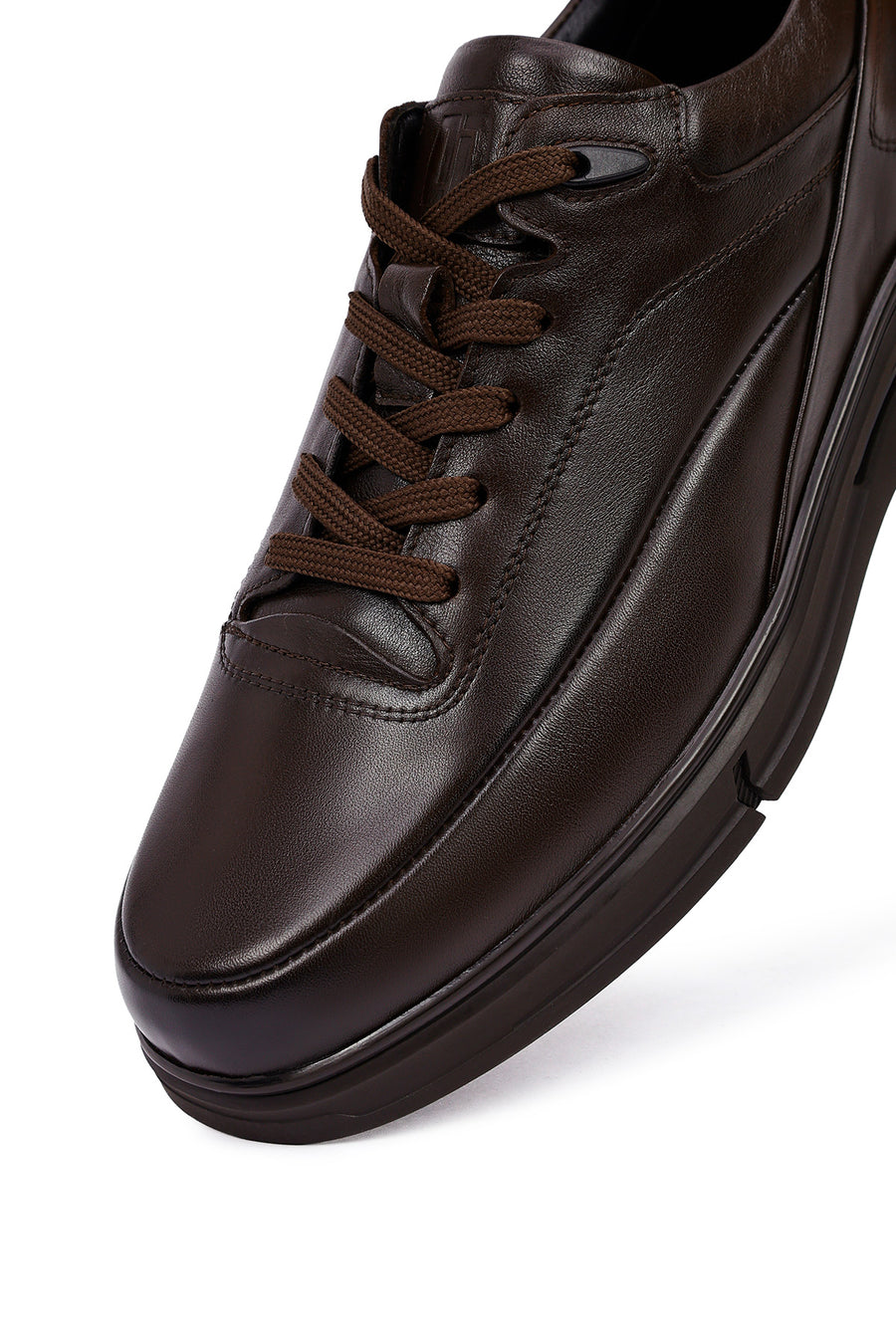 Men's Brown Lace-Up Leather Casual Sneakers
