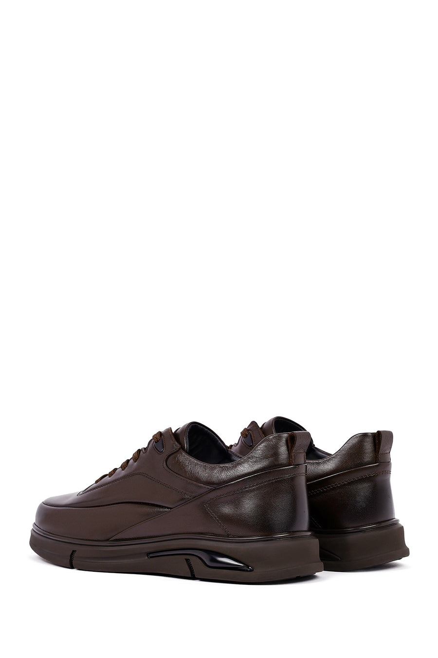 Men's Brown Lace-Up Leather Casual Sneakers
