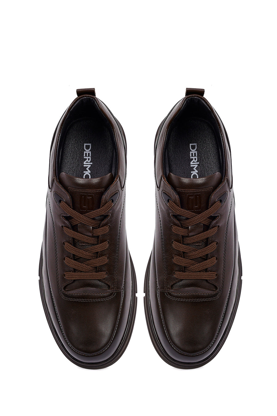 Men's Brown Lace-Up Leather Casual Sneakers