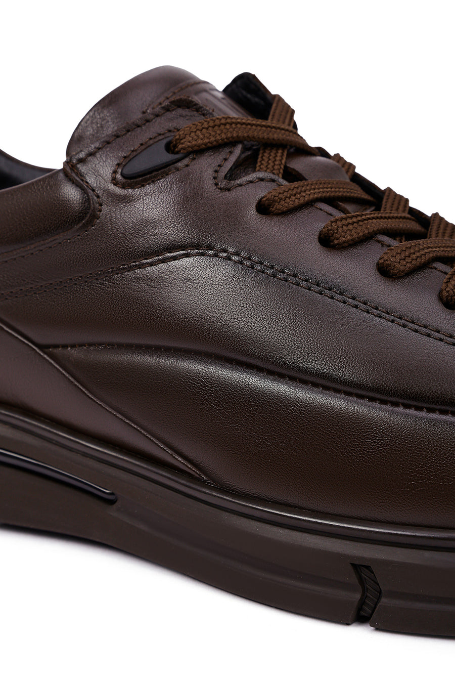Men's Brown Lace-Up Leather Casual Sneakers
