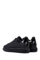 Erkek Siyah Bağcıklı Kalın Tabanlı Deri Sneaker | Derimod