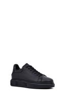 Erkek Siyah Bağcıklı Kalın Tabanlı Deri Sneaker | Derimod